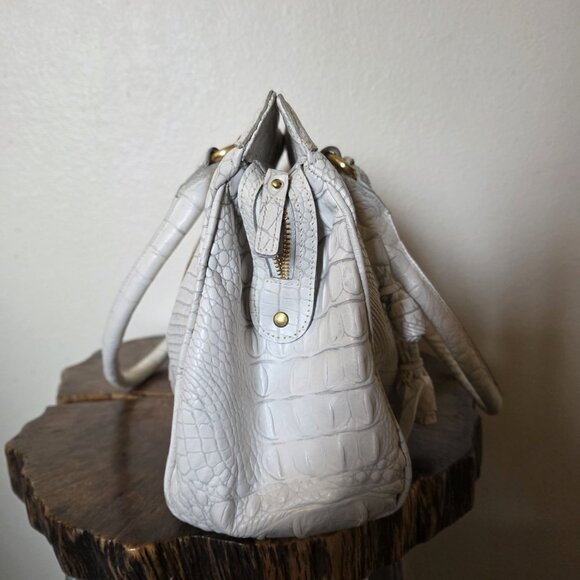 BRAHMIN Eloise Roses Large Shoulder Bag White Croc Leather Purse Vintage Rare - Picture 13 of 16